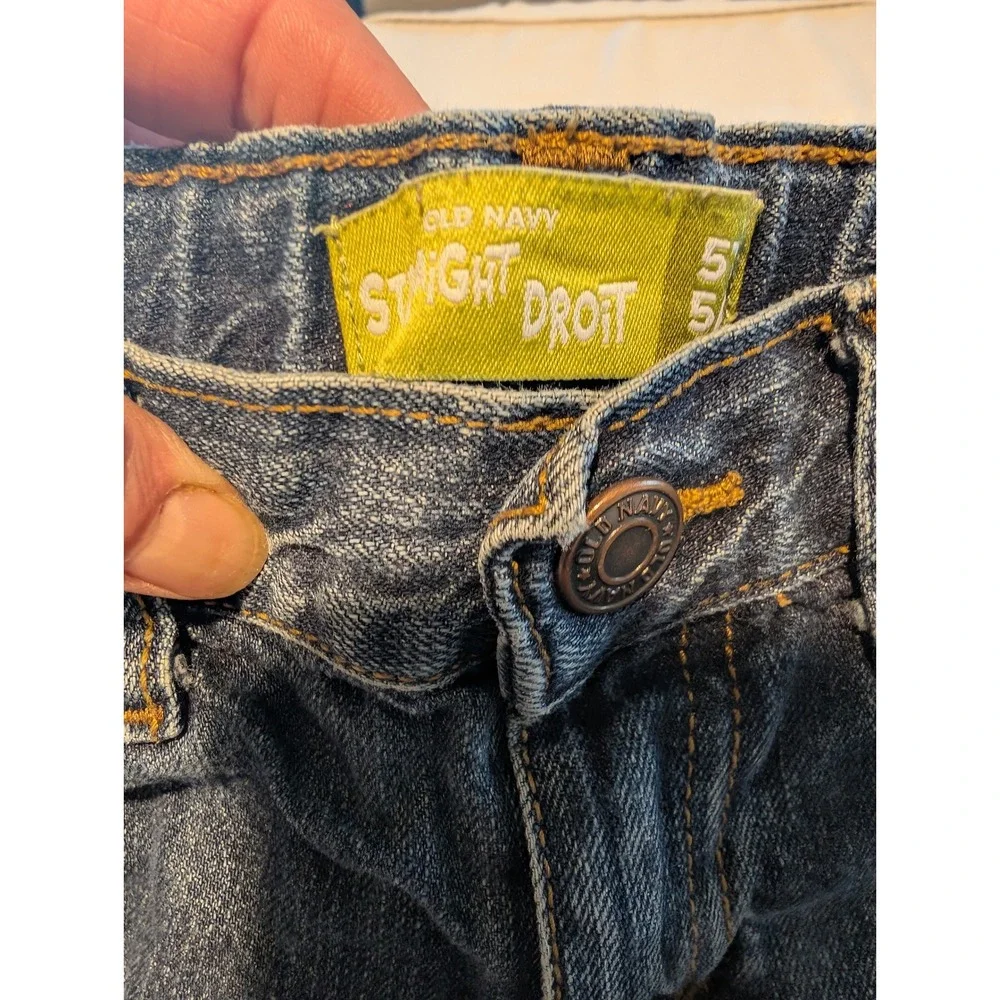 Old Navy Boys Straight Leg Jeans Medium Wash Adjustable Waist Denim Size 5T